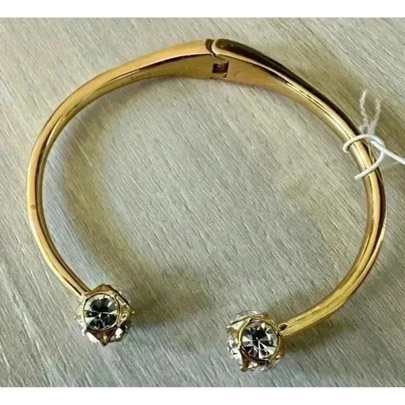 Kate Spade New York Gold Tone Crystal Open Cuff Bangle Bracelet - Picture 4 of 9